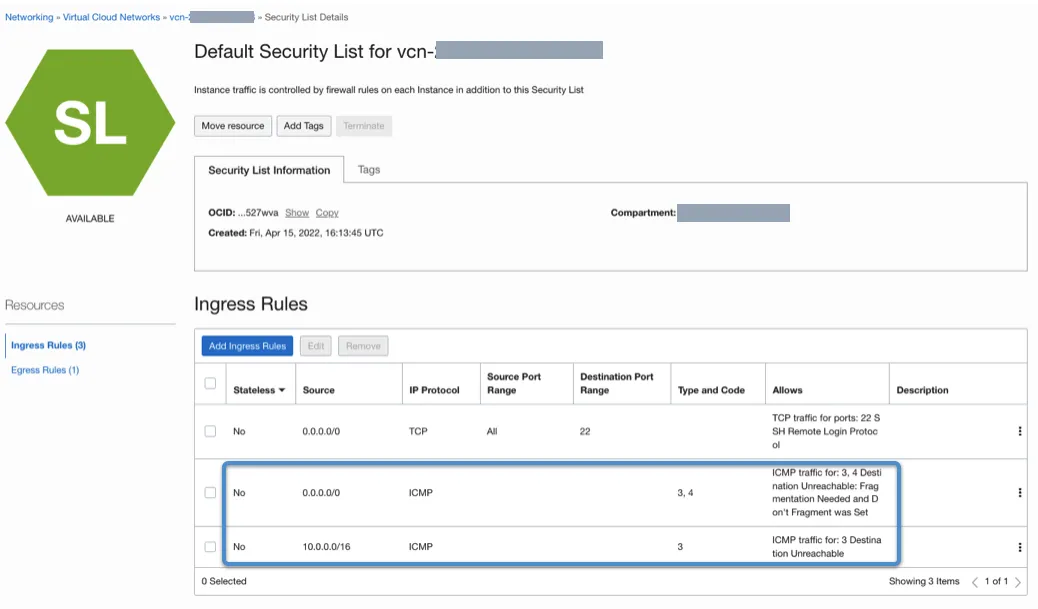 ping が通らなかったこと自体はこれらが原因